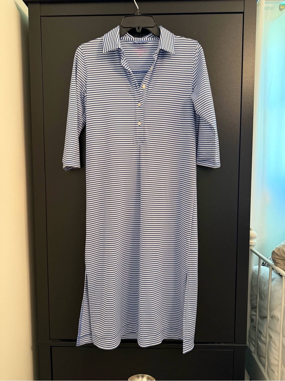 Vineyard Vines Blue and White Striped Polo Midi Dress